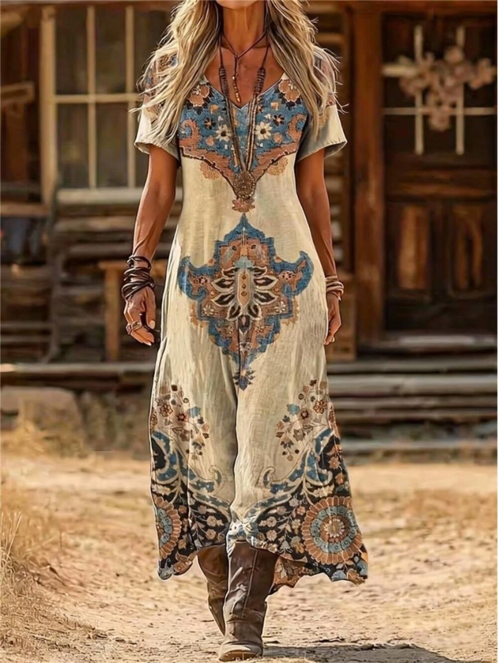 Printed A-Line Dress - Elegant for Parties and Casual Wear, Suitable